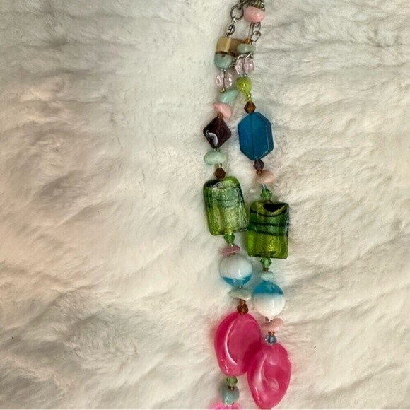 Multi-Colored Mixed Glass Beads & Stone Necklace - Picture 3 of 9